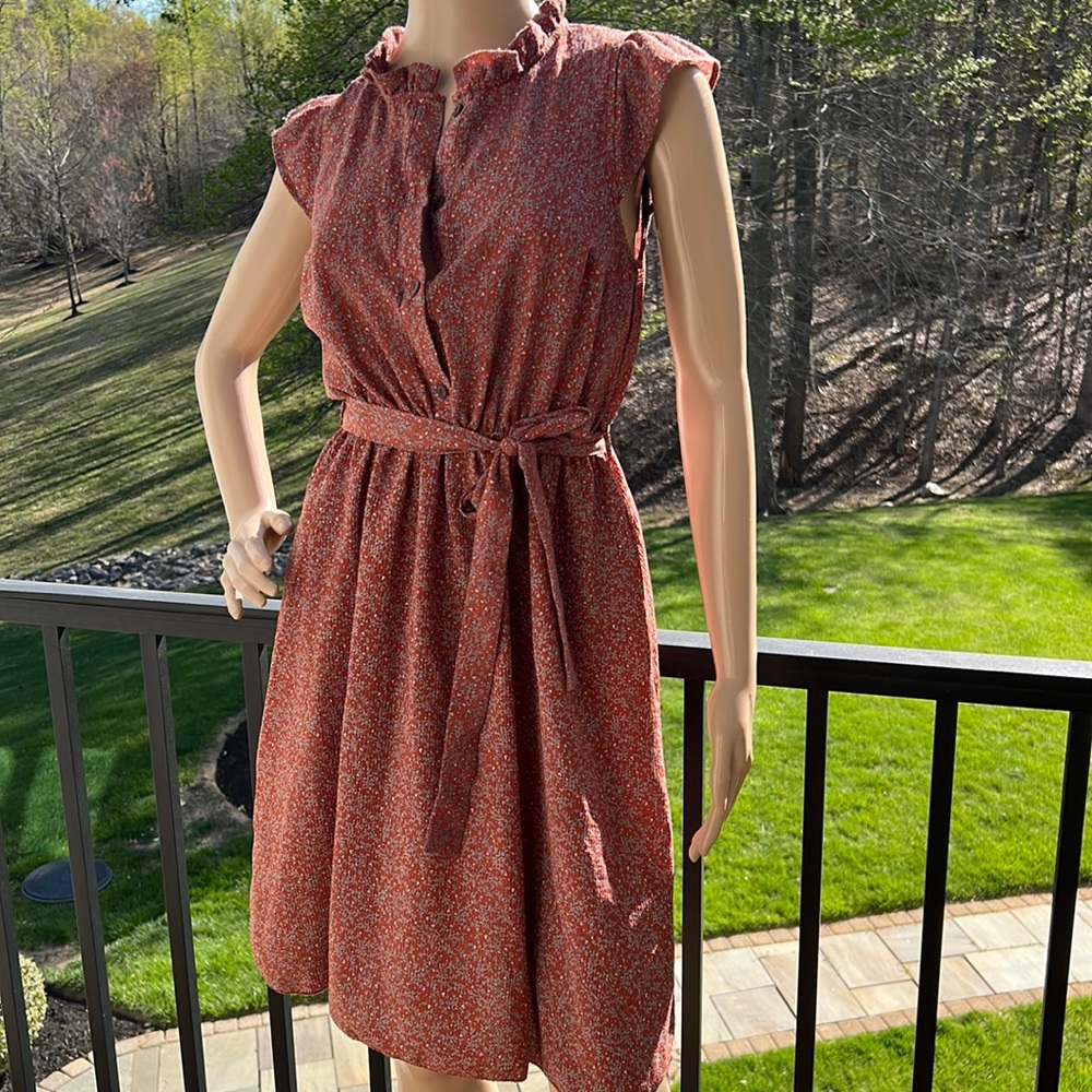 Monteau rust and gray floral BoHo lightweight spring/summer dress